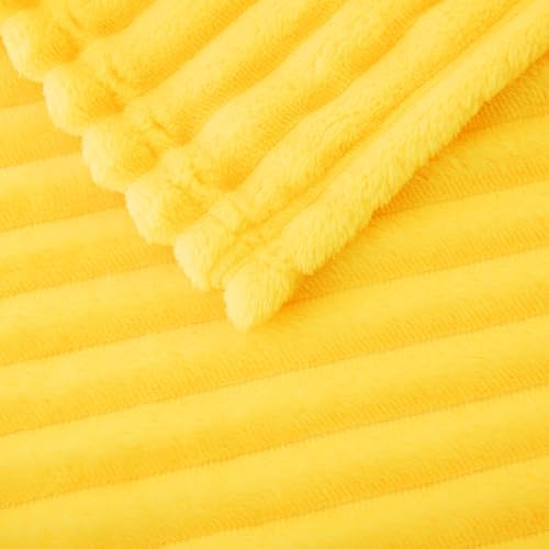 Bright Yellow Fleece Throw Blanket 90”×90” for Couch Sofa Livingroom - Image 4