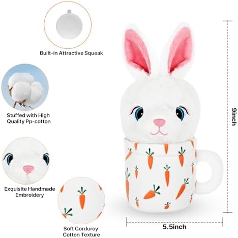 Easter Dog Toys with Squeaker for Large Breed Interactive Dog Chew Toys for Puppies Small and Large Dogs Easter Rabbit Squeaky Dog Easter Gifts Training and Reduce Boredom (Cup Rabbit - Image 2