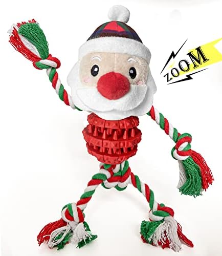 Dog Christmas Toys for Small Medium Large Dogs, Squeaky Plush Dog Toys + Interactive Dog Toys + Dog Rope Toys Multi Function Cute Santa Puppy Toys for Christmas by Chngeary