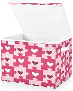 Bolaz Heart Shaped Love Puzzle Storage Bins with Lids and Handles, Foldable Storage Box Storage Basket with Cover Collapsible Organizer Containers for Home Closet, Shelves by Unknown