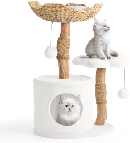 Easyego Modern Cat Tree, 26.3" Aesthetic Wood Cat Tree Tower for Large Cats