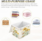 Bolaz Storage Bins with Lids and Handles,Sunflower Stamp Storage Box Basket with Cover Collapsible Organizer Containers for Home Closet, Shelves - Image 7