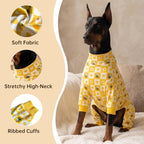 Dog Soft Onesie Pajamas for Large Dogs, All-Season Yellow Bee Print - Image 2