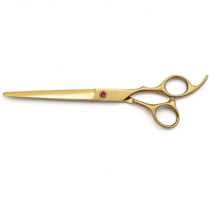 Moontay Professional 7" Dog Grooming Scissors Set 4PCS, Gold | Straight, Upward Curved, Downward Curved, Thinning/Blending Shears for Dog, Cat and Pets, JP Stainless Steel