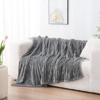 Grey Fleece Throw Blanket 60”×80” for Couch Sofa Livingroom - Image 4