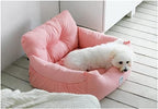 Aidou Dog Car Seat Booster for Small to Large Dogs & Cats, Safety Seat with Storage & Dual-use for Car & Home (Medium Pink)