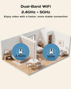 VIMTAG 2.5K 4MP Pan/Tilt Indoor Camera for Pet/Dog/Cat/Baby/Nanny/Home Security with Phone APP, Motion Tracking, Night Vision, 2-Way Audio, AI Detection, 5G/2.4GHz WiFi, Cloud & SD Card, Works w/Alexa