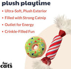 Huxley & Kent Plush Cat Toy - Holiday Interactive Catnip Toy for Cats & Kittens - Soft with Crinkle & Catnip - Fun Indoor Play - Lit Donut & Peppermint Candy 2pk - Image 2
