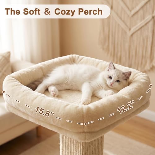 Cat Scratching Post with Bed for Indoor Adult Cats, Cat Perch,Green - Image 4