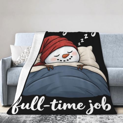 Sleepy Snowman Blanket Throw Gift for Girls Women 60"X50" - Image 4