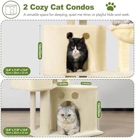 Small Cat Tree Tower for Indoor Cats, 40 in Medium Cat Bed Scratching Posts - Image 3