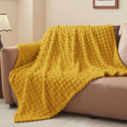 BEDELITE Mustard Yellow Fleece Twin Throw Blanket for Bed, 60x80 Inch - Image 2