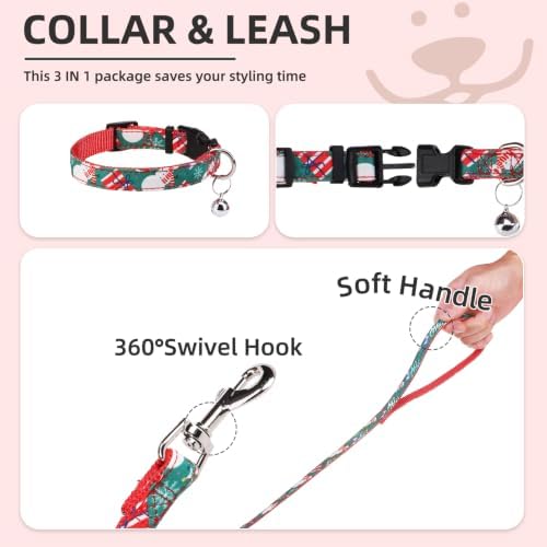 PUPTECK Christmas Dog Harness, Collar and Leash Set No Pull for Small Sized - Image 4
