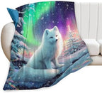 Fox Blanket Polar Fox Aurora Night Throw Stuff Gifts 50"x40" by Unknown