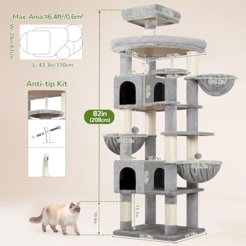 Globlazer 82in Extra Large Cat Tree Tower for Indoor Cats Large Adult, S82 - Image 6