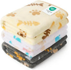 Luciphia 1 Pack 3 Blankets, Cute Cat Printed Fluffy Fleece Pet Blanket for Dogs Cats Washable, Warm Soft Throw Cover for Crate Couch, Gifts Puppy Essentials, White/Grey/Khaki, Medium (30x20 inch) by luciphia