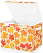 Bolaz Storage Bins with Lids and Handles, Autumn Maple Leaf Yellow Fallen Leaves Storage Box Storage Basket with Cover Collapsible Organizer Containers for Home Closet, Shelves by Unknown