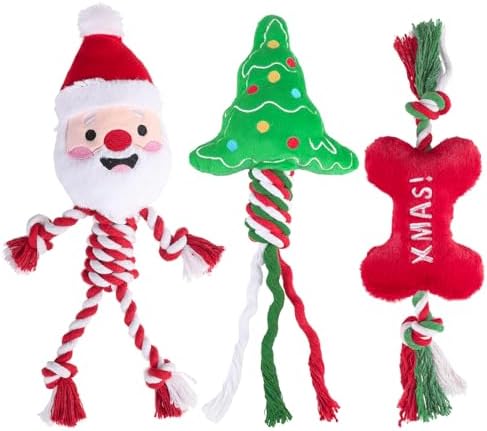 PUPTECK Christmas Dog Squeaky Chew Toys 3 Pack by PUPTECK