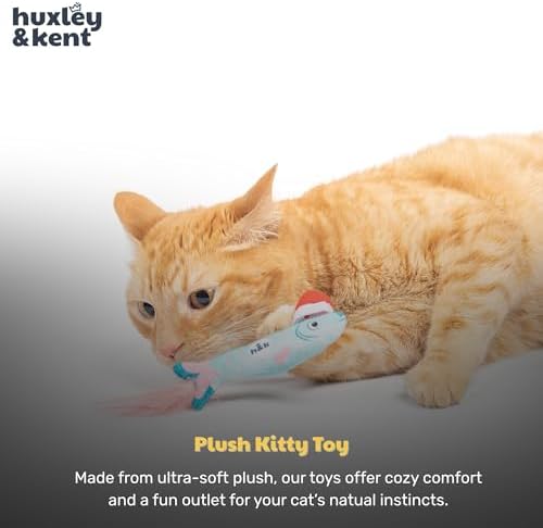 Huxley & Kent Plush Cat Toy - Holiday Interactive Catnip Toy for Cats & Kittens - Soft with Crinkle & Catnip - Fun Indoor Play - Fishmas Sardine Mint - Image 6