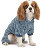 Fitwarm Collared Neck Dog Sweater Pajamas, Warm Winter Dog Clothes for Small Dogs Boy Girl, Fuzzy Pet Onesie with Feet, Steel Blue, XS - Image 4
