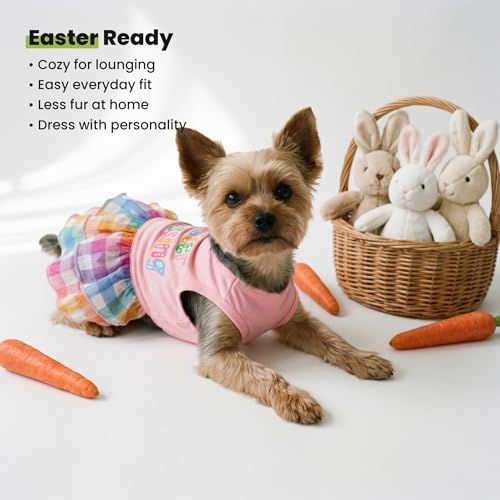 Fitwarm Easter Blessing Dog Dress, Easter Outfit for Small Dogs Girl, Colorful Pet Clothes, Pink, Blue, Orange, White, XS - Image 7