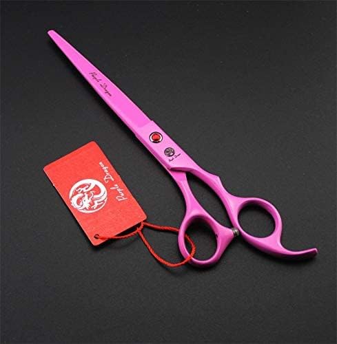 Purple Dragon 7.0 inch Dog Grooming Scissors Set with Silencer - Pink | 4PCS Pet Grooming Shears Kit with Straight, Curved, Thinning Blade, Comfortable Grip, Japanese 440C Steel, Gift for Groomers