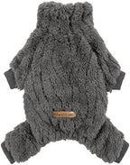 Fitwarm Turtleneck Fleece Dog Sweater Pajamas, Warm Winter Dog Clothes for Small Dogs Boy Girl, Fuzzy Pet Onesie with Feet, Dark Grey, XS by Fitwarm
