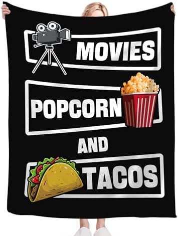Movie Taco Popcorn Blanket for Girls Women Boys Men Adults Kids Soft Cozy Fleece Theater Cinema Film Throw Blankets Gifts Warm Flannel Plush Lightweight Decor for Couch Bed Sofa 60"X50" - Image 6