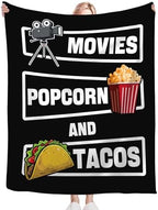 Movie Taco Popcorn Blanket for Girls Women Boys Men Adults Kids Soft Cozy Fleece Theater Cinema Film Throw Blankets Gifts Warm Flannel Plush Lightweight Decor for Couch Bed Sofa 60"X50" - Image 6