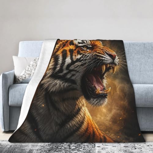 Roaring Tiger Blanket Wildlife Tiger Throw Stuff Gifts 80"x60" - Image 2