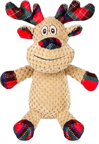IOKHEIRA Christmas Reindeer Dog Toys, Squeaky Plush Dog Toy with Crinkle Paper, Christmas Dog Chew Toy for Small Medium Dogs, for Dogs by IOKHEIRA
