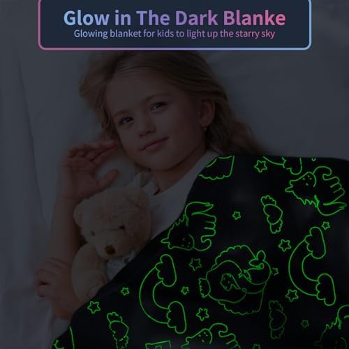 COMFAR Mermaid Blanket for Girls 4-6, Mermaid Gifts, Kids Blanket, 40"x 50", Pink, Glow in the Dark - Image 2