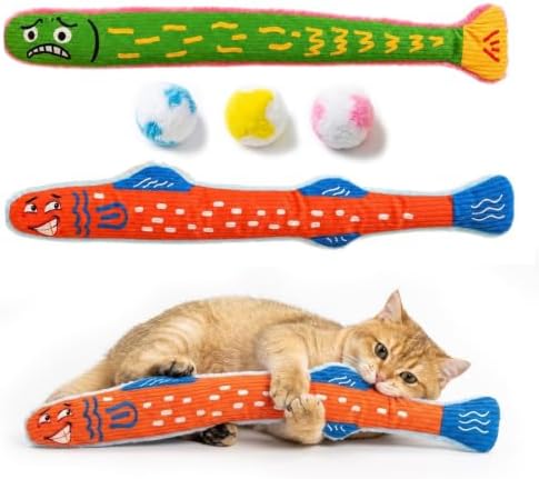 Kingtree Cat Kicker Toys 5-Pack, Catnip Toy Pillows & Plush Balls for Cats by Kingtree