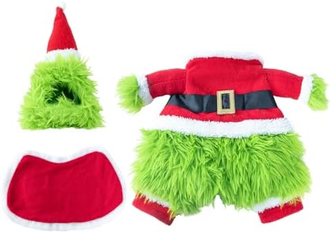 NACOCO Dog Christmas Furry Cosplay Clothes - Xmas & Halloween Dog Costume with Cape, Hat, Warm Winter Party Apparel - Monster, Santa Outfits (Green, S) - Image 2
