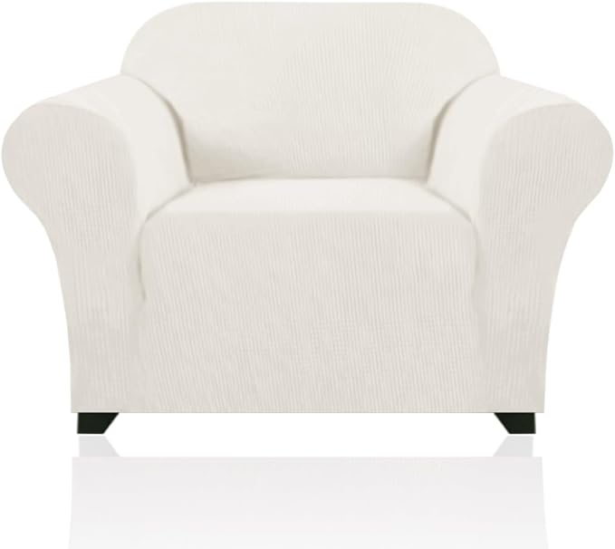 Stretch Chair Cover Chair Slipcovers with Arms 1-Piece Chair Sofa Slipcovers or Living Room Non Slip Armchair Cover Furniture Protector Dogs Pet Friendly(Armchair,Porcelain)