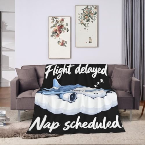 Sleepy Airplane Blanket Throw Gift for Girls Women 80"X60" - Image 3