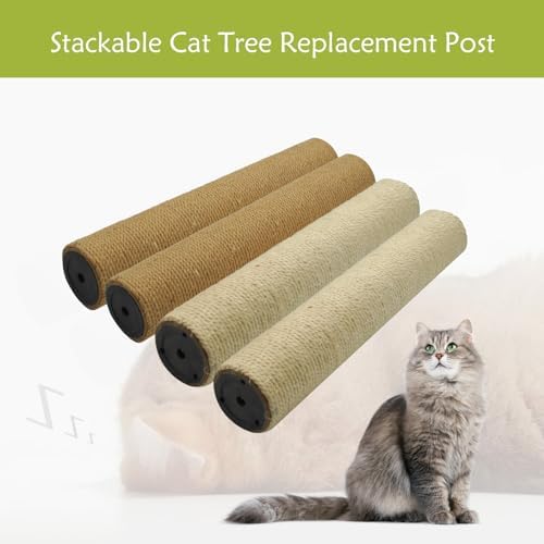 2 Pcs Cat Scratching Post Replacement for Indoor 15.7 x 3.1 Inches Cats Tree Replacement Parts Natural Sisal Cat Scratch Posts Refill Pole Part with M8 Screws Spare Cat Furniture Accessories - Image 5