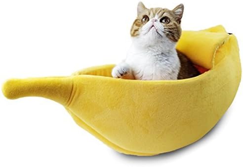 Petgrow · Cute Banana Cat Bed House Large Size, Christmas Pet Bed Soft Warm Cat Cuddle Bed, Lovely Pet Supplies for Cats Kittens Rabbit Small Dogs Bed,Yellow by %C2%B7Petgrow%C2%B7