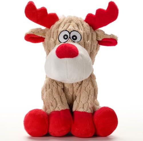 Dog Christmas Toys Plush Chew Toys for Dogs, Funny Reindeer Squeaky Dog Toy by Unknown