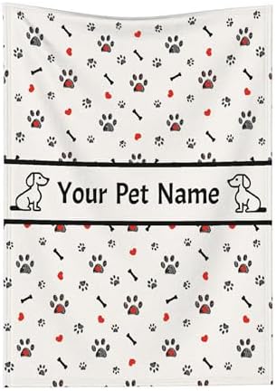 Personalized Puppy Name Blanket, Custom Dog Name White Truck Blankets, Gift for Girls Personalized Puppy Name Lover, 50"x60" Soft Lightweight Plush Throw Blanket for Couch Bed Sofa Decoration by JUNYI