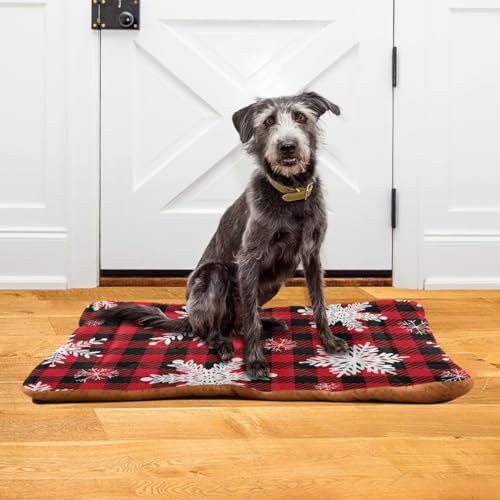 Dog Bed Mat Snowflakes Buffalo Plaid Washable Anti Slip Bottom Comfy Kennel Pad Cat Crate Mat Dog Pet Pad 18 x 24 Inches - Image 6