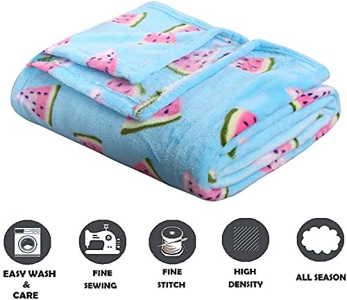 Elegant Comfort Luxury Velvet Super Soft Christmas Prints Fleece Blanket-Holiday Theme Home Décor Fuzzy Warm and Cozy Throws for Winter Bedding, Couch and Gift, 50 x 60 inch, Watermelon - Image 2