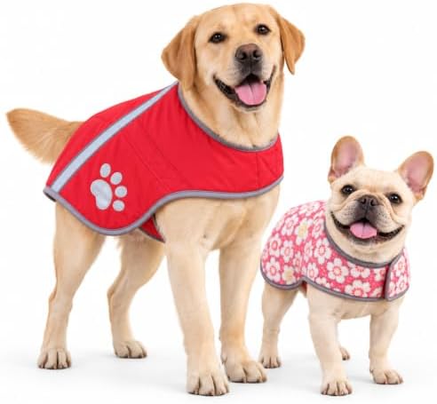 Reversible Dog Coat for Small Dogs, 2-in-1 Winter Jacket, Red, S by Retreon-DogClothingCollection