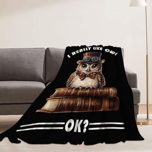 Owl Blanket Book Throw Blankets Funny Gifts for Girls Boys Kids Soft Cozy Fleece Plush for Couch Sofa Bed 60"x50" - Image 2