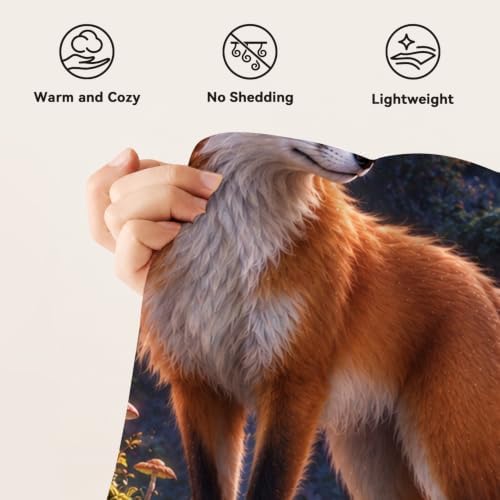 Red Fox Throw Blanket Moonlit Forest Woodland Animal Gifts 40''x50'' - Image 7