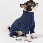 Fitwarm Turtleneck Knitted Dog Sweater Puppy Pajamas Thermal Doggie Winter Clothes Knitwear Pet Coats Cat Apparel Blue Medium - Image 3