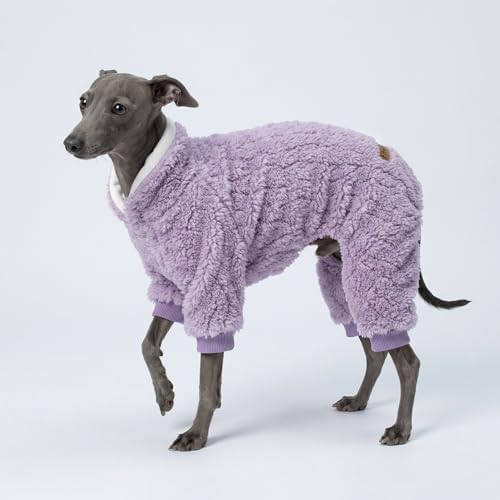 Fitwarm Turtleneck Fleece Dog Sweater Pajamas, Warm Winter Dog Clothes for Small Dogs Boy Girl, Fuzzy Pet Onesie with Feet, Lavender Purple, Large - Image 4