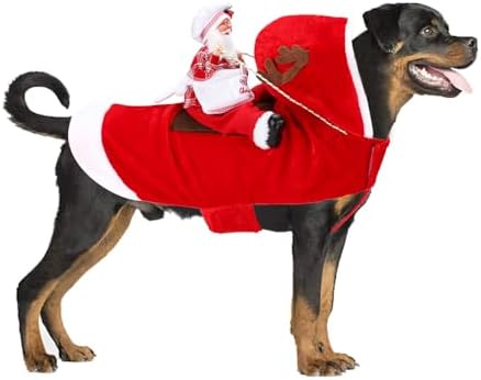 BWOGUE Santa Dog Costume, Dog Christmas Outfit, Reindeer Rider Costume XL by BWOGUEPetHome