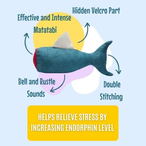 pawdaz Big Fish Cat Kicker Toy - Refillable Catnip Matatabi Silvervine Filled and Help Relief Anxiety - Kitten Catnip Essentials Treats Supplies Large Interactive Chew for Indoor Cat (Blue) - Image 4