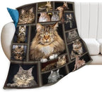 Cat Blanket for Girls Women Boys Men Adults Kids Soft Cozy Fleece Maine Coon Throw Blankets Gifts for Cat Lovers Warm Flannel Plush Stuff Lightweight Decorative for Couch Bed Sofa 80"X60" - Image 2